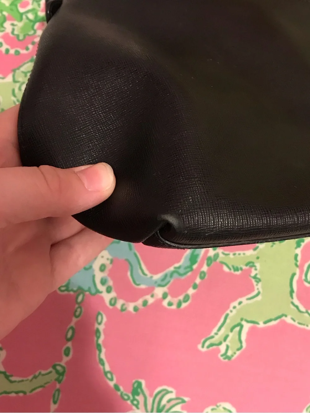 Furla black saffiano leather satchel handbag